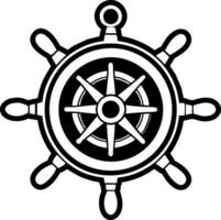 A filled style icon of ship helm symbol vector