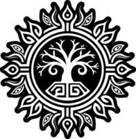 A filled style icon showing growing tree tattoo vector