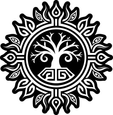 A filled style icon showing growing tree tattoo