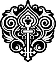 A solid style icon of key tattoo vector