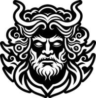 The head of a man with horns and a beard vector