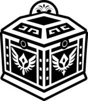 A glyph style icon showing pandora box ancient tattoo vector