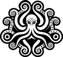 A solid style icon showing octopus tentacles tattoo art vector