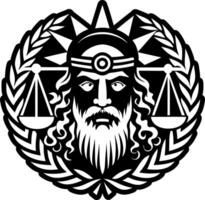 A solid style icon depicting greek judge vector