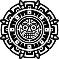 The aztec sun in a circle with a black and white design vector