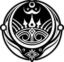 The crescent moon and crescent star in a circle vector