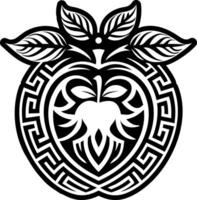 An apple with a greek design on it vector