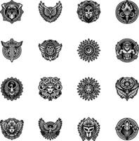 Set of black and white emblems and designs vector