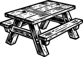 Picnic table illustration in vintage style vector