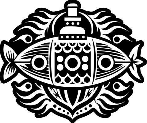 A glyph style icon of submarine tattoo