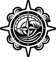 A compass with waves and a star in the middle vector