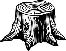 Tree stump illustration in vintage style vector