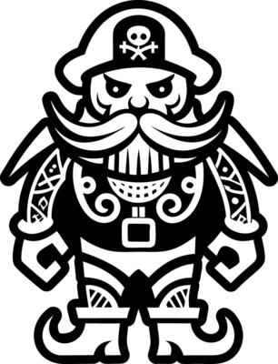 A filled style icon of pirate character tattoo