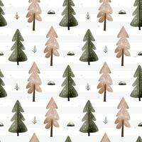 Woodland pattern. Seamless pattern with forest trees. Cute watercolor trees. Pine backgrounds. vector