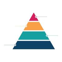 Flat pyramid chart with four colored tier sections vector