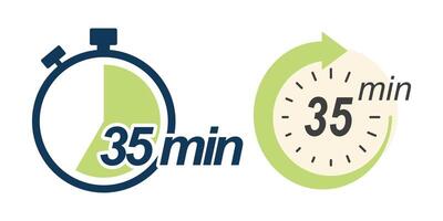 Flat design clock showing thirty five minutes vector