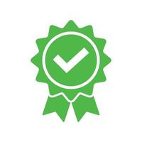 Approved checkmark icon in green flat style vector