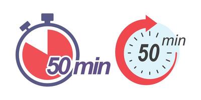 Flat design icon showing fifty minutes countdown vector