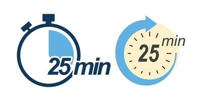 Flat icon showing twenty five minutes countdown vector