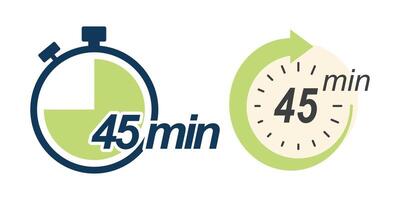Clock icon design showing forty five minutes vector