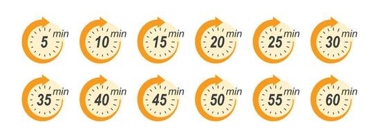 Yellow arrow icons representing multiple time durations vector