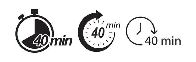 Black icon showing forty minutes countdown time vector