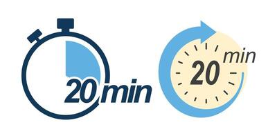 Flat icon showing twenty minutes time clock vector