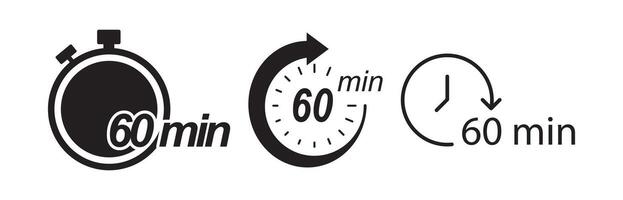 Black style icon showing sixty minutes time vector