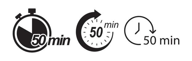 Black icon showing fifty minutes countdown timer vector