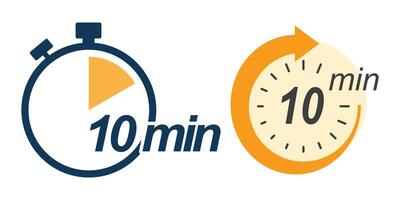 Flat style icon showing 10-minute countdown timer vector