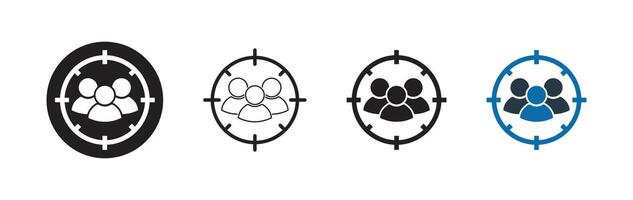 Flat icon showing target symbol with audience group vector