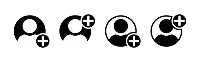Icon set showing user profile with add symbol vector