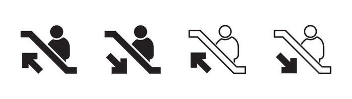 Set of escalator icons showing direction and movement concept vector
