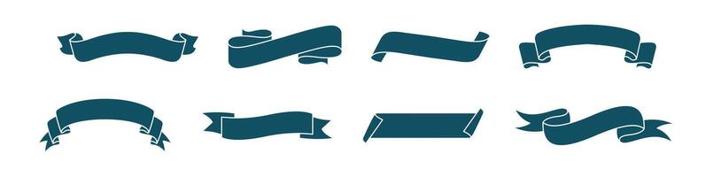 Ribbon collection in green tone for eco and award graphics vector