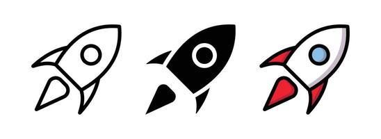 Set of stylized rocket icons for launch and startup theme vector