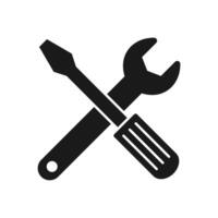 Simple black screwdriver icon for tools and fixing concepts vector