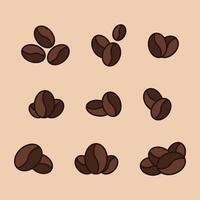 Flat design coffee beans icon set for cafe branding visuals vector