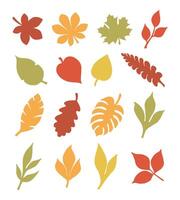 Flat color tree leaf icon set for design nature vector