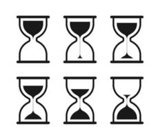 Time hourglass icons for schedule timer deadline usage vector