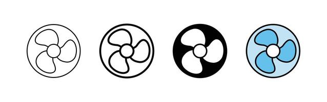 Set of fan icons for appliance and cooling device usage vector