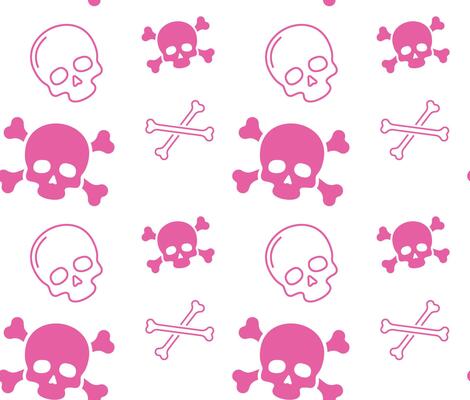 Skull and crossbones pattern with a pink background for a fun and rebellious design