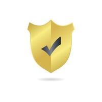 Gold gradient shield checklist icon for protection and security vector