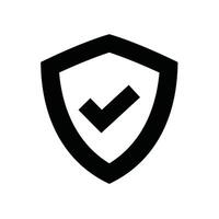 Shield with a checkmark for security and verified protection vector