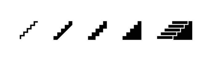 Black icons of stairs for architecture and interior design vector