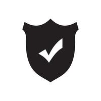 Black shield with checklist icon for protection and security vector