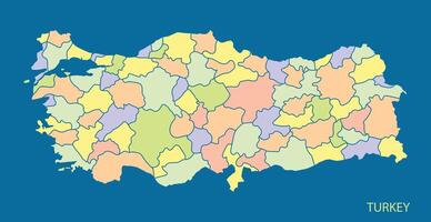 Flat design turkey map with colored lines vector