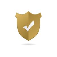 Gold gradient shield with checklist icon for security and tasks vector