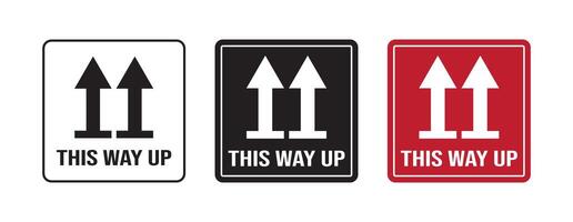 Label set for this way up signs vector