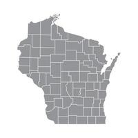 Grey outline map design for Wisconsin vector