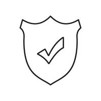 Outline icon of a shield with a checklist for protection and security designs vector